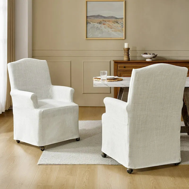 Chaise de salle à manger déhoussable et rembourrée avec pieds en bois massif, lot de 2, par