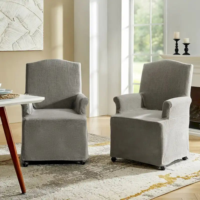 Chaise de salle à manger déhoussable et rembourrée avec pieds en bois massif, lot de 2, par