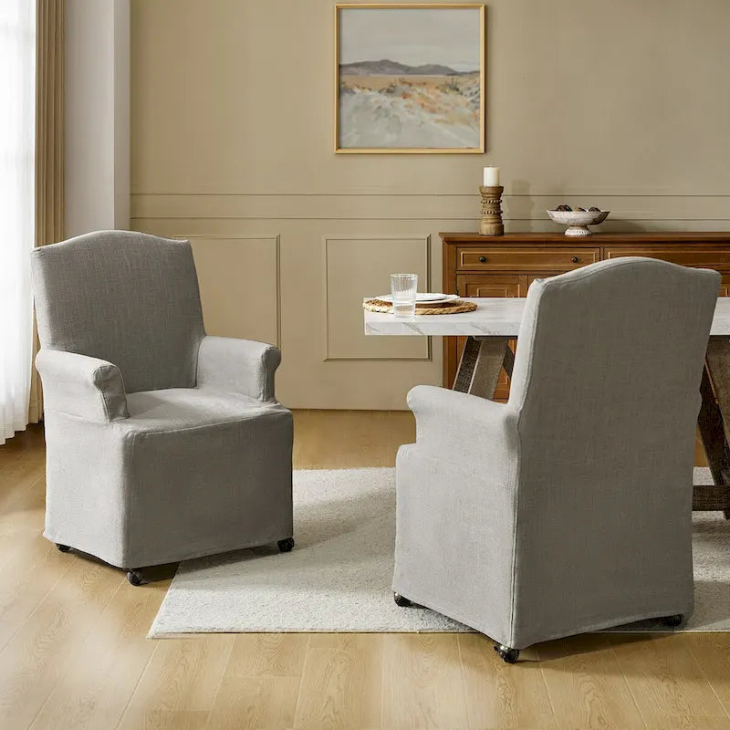 Chaise de salle à manger déhoussable et rembourrée avec pieds en bois massif, lot de 2, par
