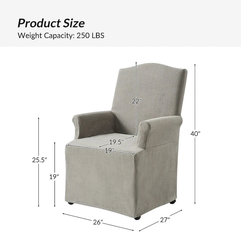 Chaise de salle à manger déhoussable et rembourrée avec pieds en bois massif, lot de 2, par