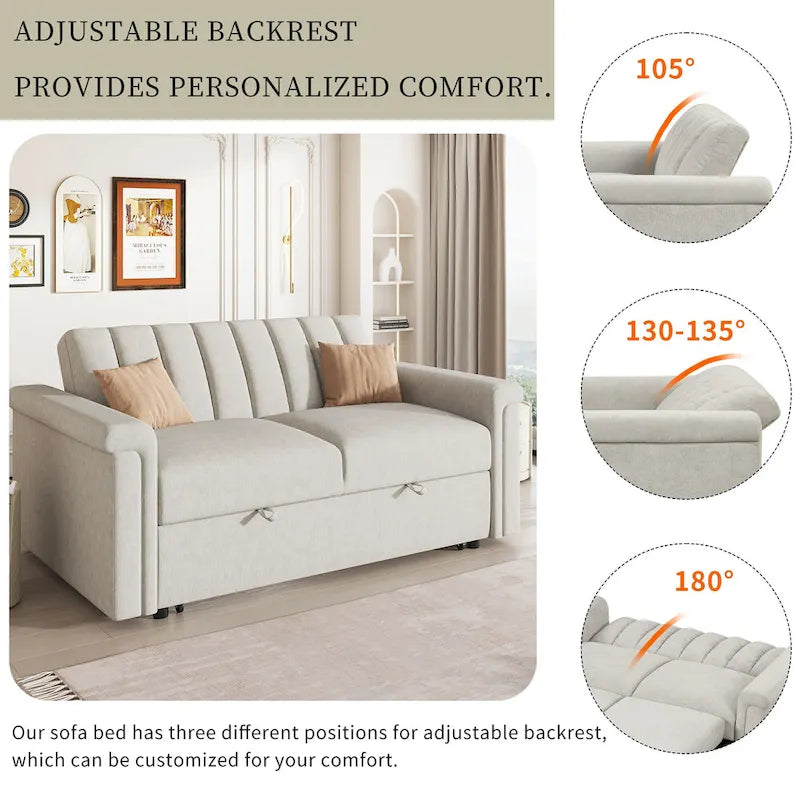 Canapé convertible capitonné avec couchage escamotable