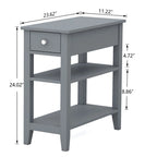 Table d'appoint étroite avec tiroir et étagère - 11,22P x 23,62L x 24,02H