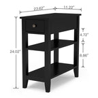 Table d'appoint étroite avec tiroir et étagère - 11,22P x 23,62L x 24,02H