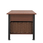 Table basse métallique avec plateau relevable et espace de rangement caché