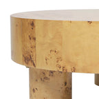 Table basse ronde Nebula 35,5 en loupe de bois avec pieds en pilier