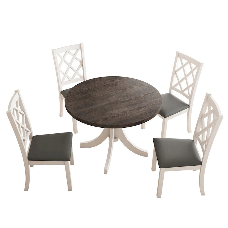 Ensemble de salle à manger rond 5 pièces avec chaises rembourrées