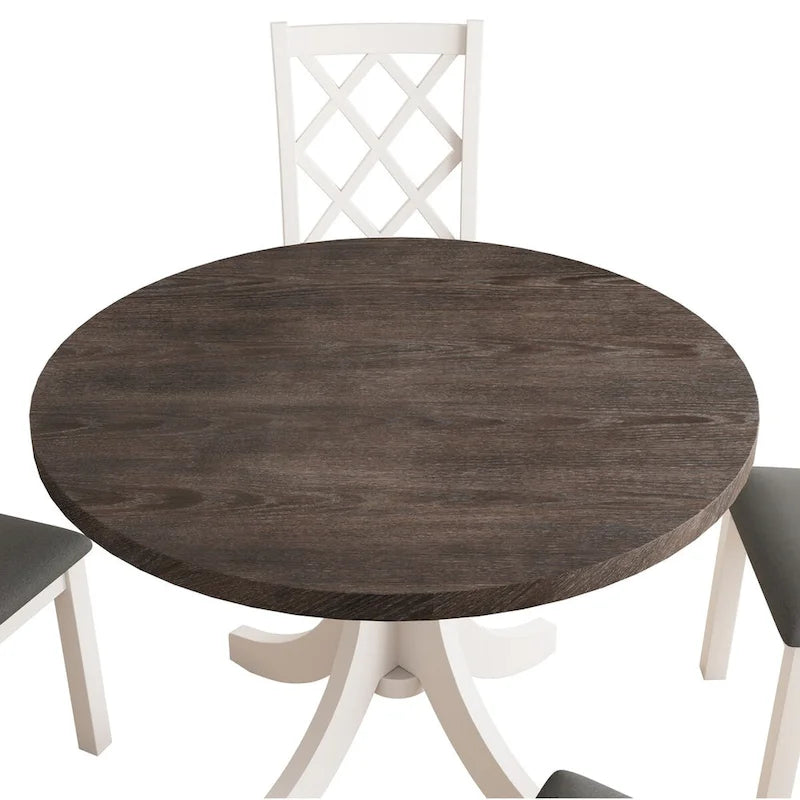Ensemble de salle à manger rond 5 pièces avec chaises rembourrées