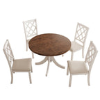 Ensemble de salle à manger rond 5 pièces avec chaises rembourrées