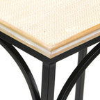 Lot de 2 tables d'appoint rectangulaires en bois et métal, avec accents en rotin Claudette