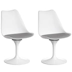 Chaise d'appoint pivotante tulipe Mid-Century Modern avec assise confortable rembourrée, chaise d'appoint accent en polypropylène blanc