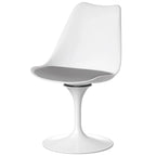 Chaise d'appoint pivotante tulipe Mid-Century Modern avec assise confortable rembourrée, chaise d'appoint accent en polypropylène blanc
