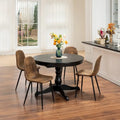 Lot de 4 Chaises de Salle à Manger en Suède, Chaises d'Appoint avec Pieds en Métal Noir