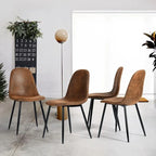 Lot de 4 Chaises de Salle à Manger en Suède, Chaises d'Appoint avec Pieds en Métal Noir