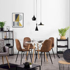 Lot de 4 Chaises de Salle à Manger en Suède, Chaises d'Appoint avec Pieds en Métal Noir