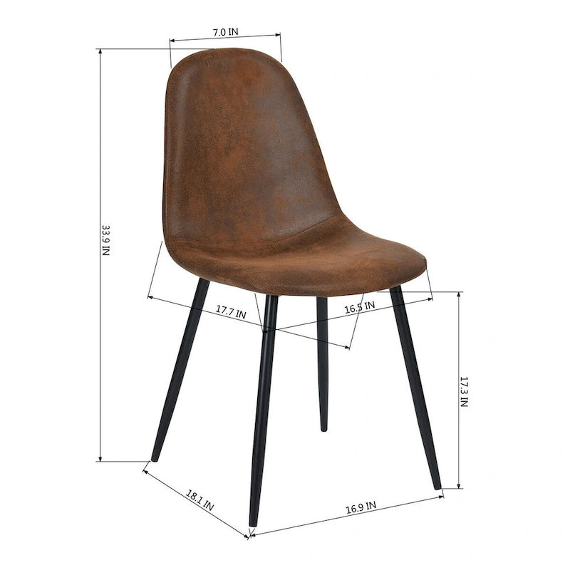 Lot de 4 Chaises de Salle à Manger en Suède, Chaises d'Appoint avec Pieds en Métal Noir