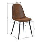 Lot de 4 Chaises de Salle à Manger en Suède, Chaises d'Appoint avec Pieds en Métal Noir