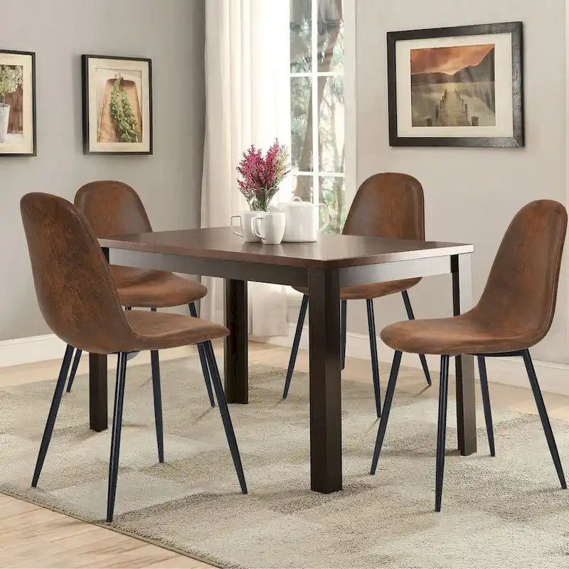 Lot de 4 Chaises de Salle à Manger en Suède, Chaises d'Appoint avec Pieds en Métal Noir