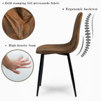 Lot de 4 Chaises de Salle à Manger en Suède, Chaises d'Appoint avec Pieds en Métal Noir