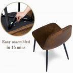 Lot de 4 Chaises de Salle à Manger en Suède, Chaises d'Appoint avec Pieds en Métal Noir