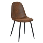 Lot de 4 Chaises de Salle à Manger en Suède, Chaises d'Appoint avec Pieds en Métal Noir