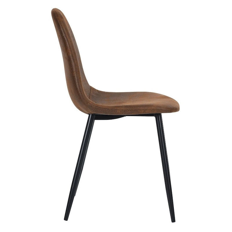Lot de 4 Chaises de Salle à Manger en Suède, Chaises d'Appoint avec Pieds en Métal Noir