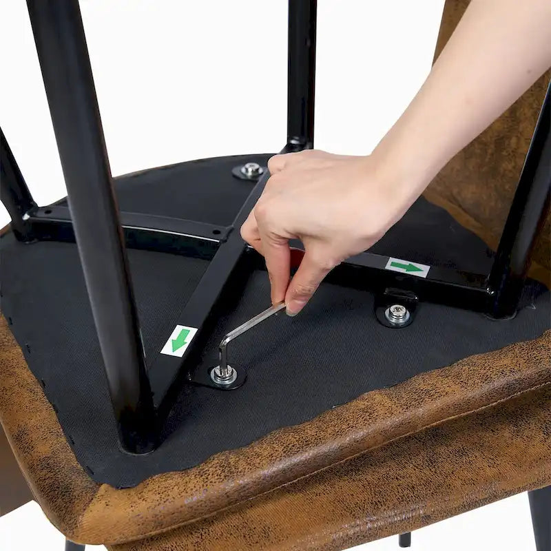 Lot de 4 Chaises de Salle à Manger en Suède, Chaises d'Appoint avec Pieds en Métal Noir