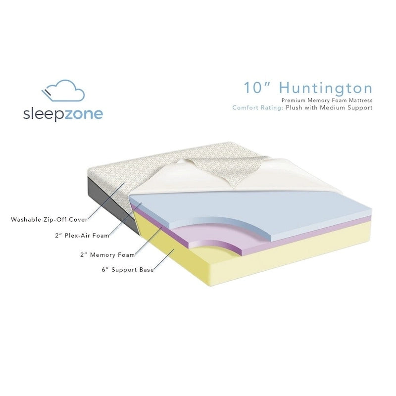 Ensemble matelas en mousse à mémoire de forme Huntington de 10 pouces et sommier réglable Z150