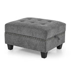 Canapé d'angle modulable en chenille grise avec trois fauteuils individuels et trois éléments d'angle - 116L x 89.5P x 36.5H