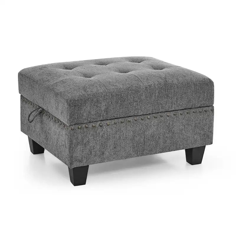 Canapé d'angle modulable en chenille grise avec trois fauteuils individuels et trois éléments d'angle - 116L x 89.5P x 36.5H