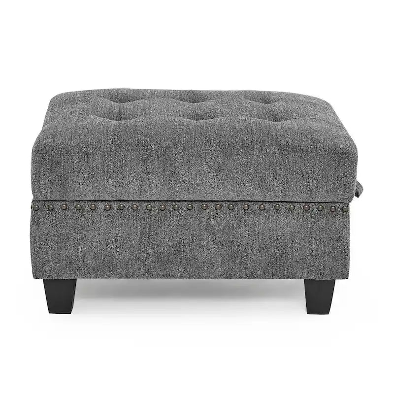 Canapé d'angle modulable en chenille grise avec trois fauteuils individuels et trois éléments d'angle - 116L x 89.5P x 36.5H