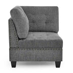 Canapé d'angle modulable en chenille grise avec trois fauteuils individuels et trois éléments d'angle - 116L x 89.5P x 36.5H