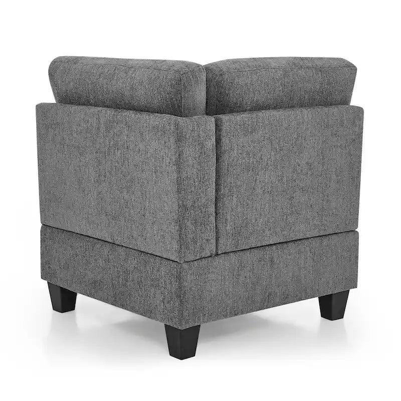 Canapé d'angle modulable en chenille grise avec trois fauteuils individuels et trois éléments d'angle - 116L x 89.5P x 36.5H