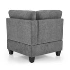 Canapé d'angle modulable en chenille grise avec trois fauteuils individuels et trois éléments d'angle - 116L x 89.5P x 36.5H