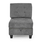 Canapé d'angle modulable en chenille grise avec trois fauteuils individuels et trois éléments d'angle - 116L x 89.5P x 36.5H