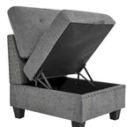 Canapé d'angle modulable en chenille grise avec trois fauteuils individuels et trois éléments d'angle - 116L x 89.5P x 36.5H