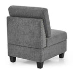 Canapé d'angle modulable en chenille grise avec trois fauteuils individuels et trois éléments d'angle - 116L x 89.5P x 36.5H