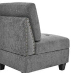 Canapé d'angle modulable en chenille grise avec trois fauteuils individuels et trois éléments d'angle - 116L x 89.5P x 36.5H