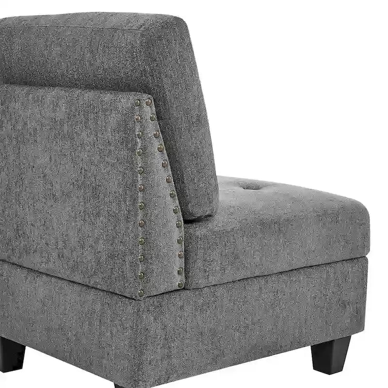 Canapé d'angle modulable en chenille grise avec trois fauteuils individuels et trois éléments d'angle - 116L x 89.5P x 36.5H