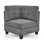 Canapé d'angle modulable en chenille grise avec trois fauteuils individuels et trois éléments d'angle - 116L x 89.5P x 36.5H