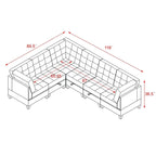 Canapé d'angle modulable en chenille grise avec trois fauteuils individuels et trois éléments d'angle - 116L x 89.5P x 36.5H