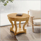 Table à manger ronde de petite taille style ferme avec pieds courbés