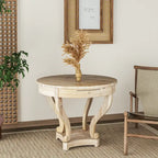 Table à manger ronde de petite taille style ferme avec pieds courbés