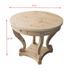 Table à manger ronde de petite taille style ferme avec pieds courbés