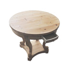 Table à manger ronde de petite taille style ferme avec pieds courbés