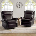 Fauteuil inclinable, pivotant et coulissant manuel Viviana en cuir véritable, lot de 2 par