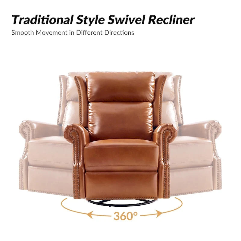 Fauteuil inclinable, pivotant et coulissant manuel Viviana en cuir véritable, lot de 2 par