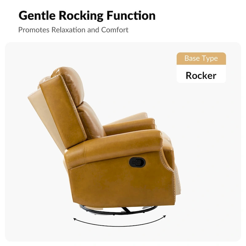 Fauteuil inclinable, pivotant et coulissant manuel Viviana en cuir véritable, lot de 2 par