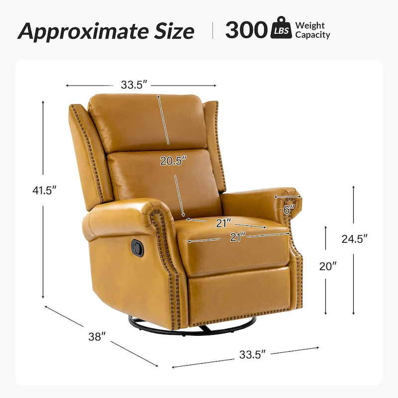 Fauteuil inclinable, pivotant et coulissant manuel Viviana en cuir véritable, lot de 2 par