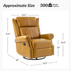 Fauteuil inclinable, pivotant et coulissant manuel Viviana en cuir véritable, lot de 2 par