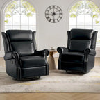 Fauteuil inclinable, pivotant et coulissant manuel Viviana en cuir véritable, lot de 2 par